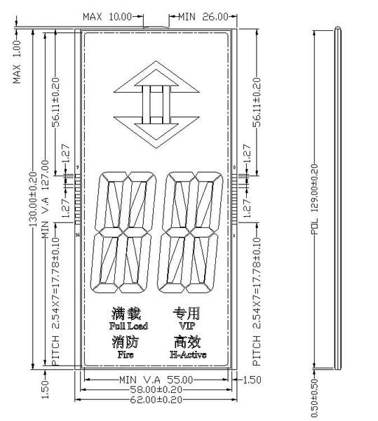 电梯液晶屏产品尺寸图